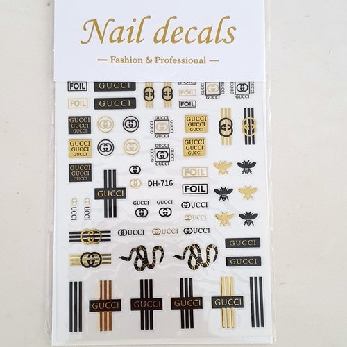 1 grande carte de stickers 3d ongles nails art logos (506.2856)
