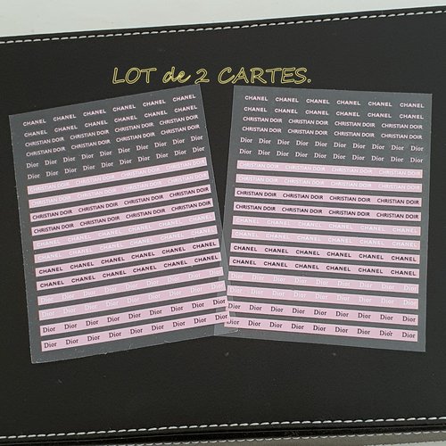 Lot de 2 grandes cartes de stickers 3d ongles nails art (508.4107)