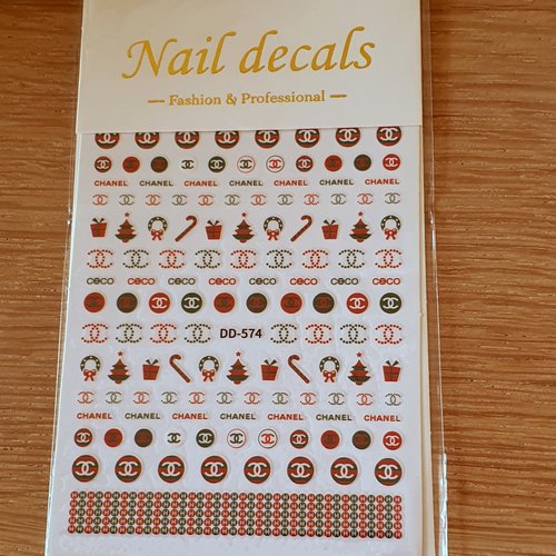 1 grande carte de stickers 3d ongles nails art logos (509.3802)