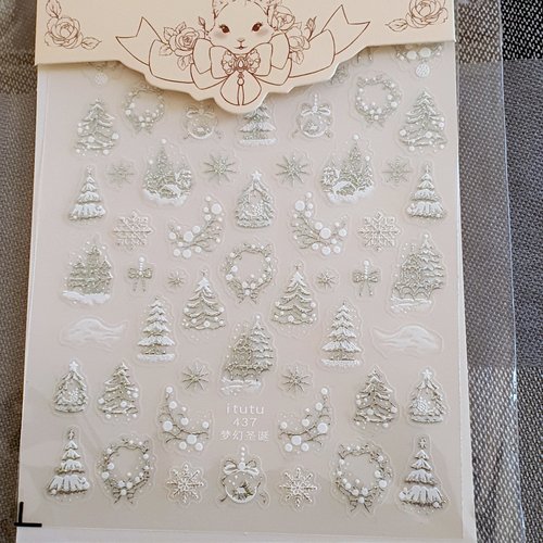 1 grande carte de stickers 3d ongles nails art logos "noel"