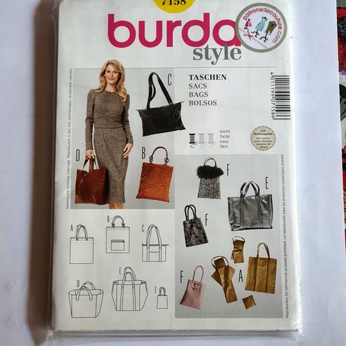 Patron burda style pour confection de sacs - 6 modeles