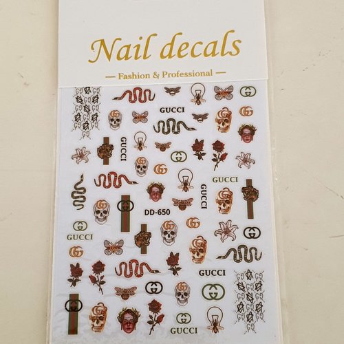 1 grande carte de stickers 3d ongles nails art logos (511.0604)