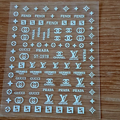 1 grande carte de stickers 3d ongles nails art logos (511.2543)