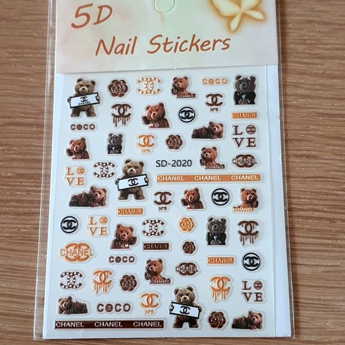 1 grande carte de stickers 5d ongles nails art logos (512.0355)