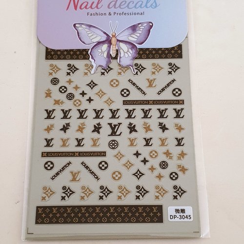 1 grande carte de stickers 3d ongles nails art logos (512.2463)