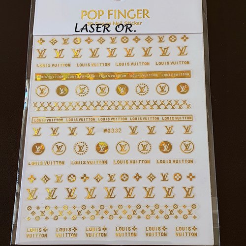 1 grande carte de stickers 3d ongles nails art logos laser or (514.0797)
