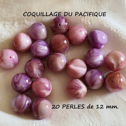 Lot de 20 perles rondes en "coquillage du pacifique"