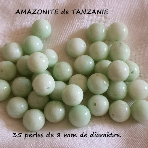 Lot de 35 perles en amazonite de tanzanie.