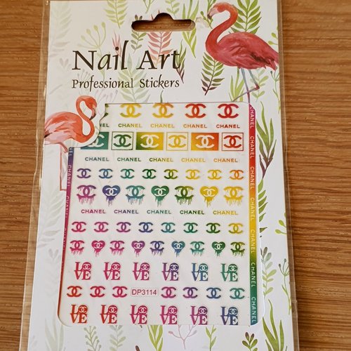 1 grande carte de stickers 3d ongles nails art logos (516.0224)