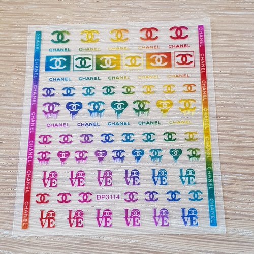 1 grande carte de stickers 3d ongles nails art logos (516.0224)