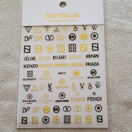 1 grande carte de stickers 3d ongles nails art logos (516.2276)