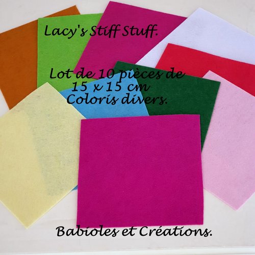 Lot de 10 morceaux de lacy's stiff stuff. coloris divers.