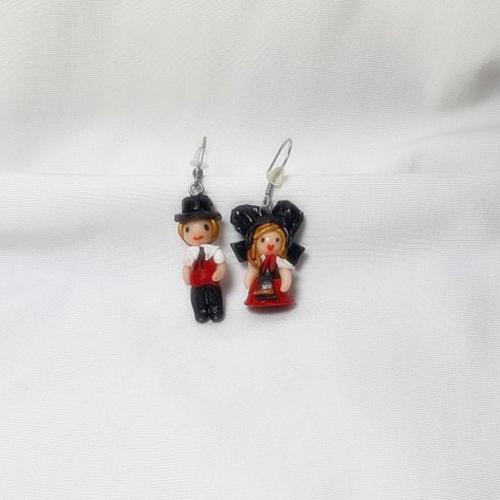 Boucles d'oreilles bijoux alsacien couple, bijoux acier inoxydable, souvenir d'alsace, idées cadeaux, accessoire beauté