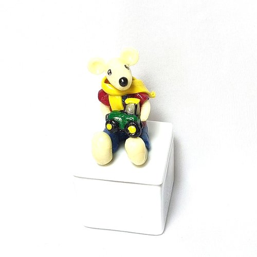 Boite à dents souris, porcelaine, cadeau naissance, baptême, tracteur, animaux fimo,