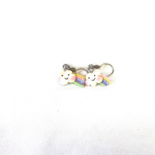 Boucles d 'oreilles enfants arc en ciel, bijoux pâte polymère, fimo miniature, boucles d 'oreilles enfants acier inoxydable