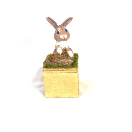 Boite à dents lapin, boite en bois, lapin fait main pâte polymère, animal domestique,