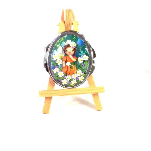 Miroir de poche, miroir sac à main, accessoire acier inoxydable