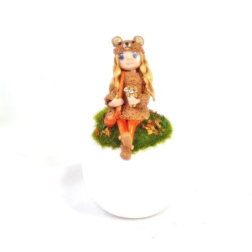 Veilleuse enfant, poupée fimo, miniature