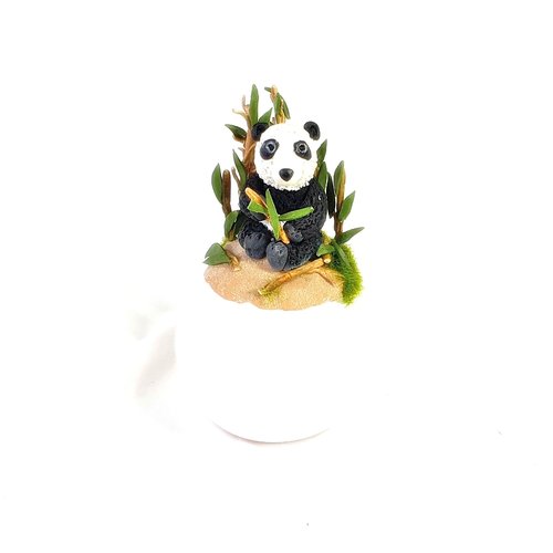 Veilleuse panda, veilleuse enfant, miniature fimo, figurine fimo, animal noir et blanc