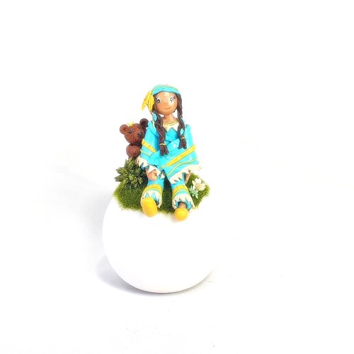 Veilleuse enfant, indienne fimo, miniature fimo, déco chambre enfant, luminaire bébé, accessoire bébé