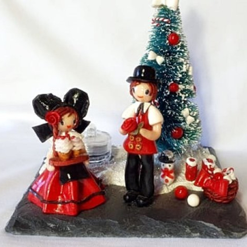 Centre de table noël alsacien, souvenir alsace, alsacien, costume traditionnel, centre de table ardoise, ardoise