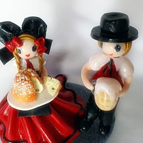 Pendentif Vintage Couple Alsacien, Forme Régionale, Bon état