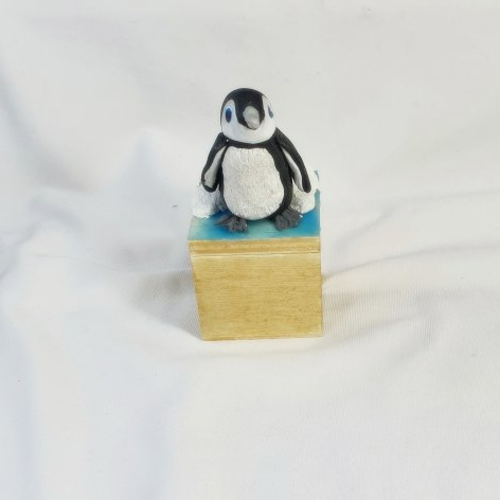 Boite à dents pingouin, boite en bois, pingouin pâte polymère, animal noir et blanc, objet décoratif, ,création artisanale unique