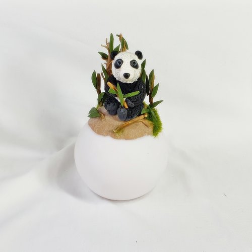 Veilleuse panda, veilleuse enfant, miniature fimo, figurine fimo, animal noir et blanc
