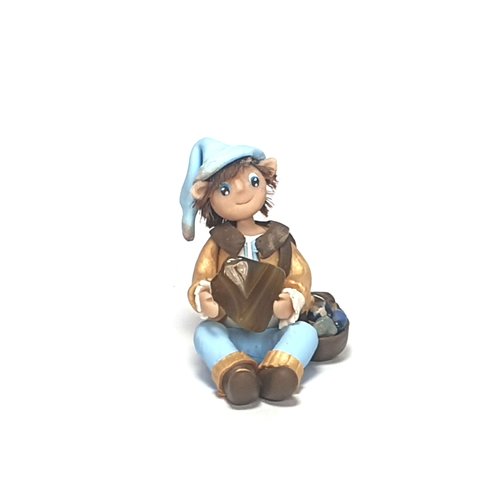 Lutin fimo, lutin et pierre de gemmes, création artisanale