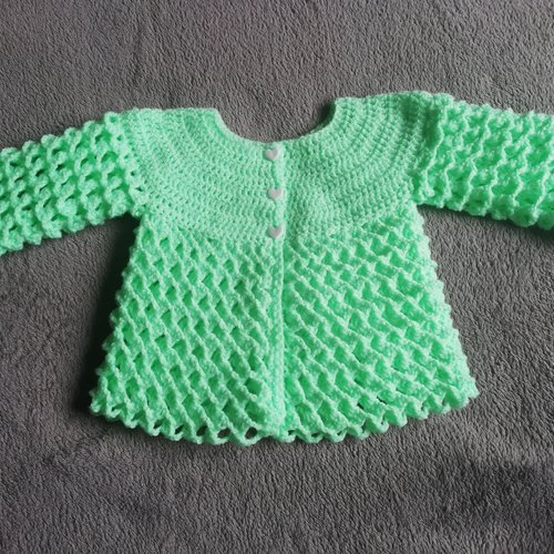 Gilet fille vert layette tricot