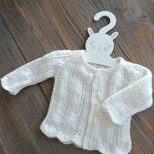 Brassière/cardigan mixte blanc taille 0/3 mois