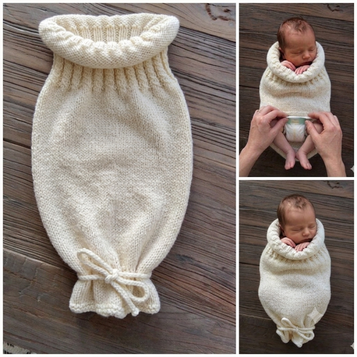 Cocon de naissance évolutif ouvert aux pieds - laine mérinos fait main - cadeau de naissance layette
