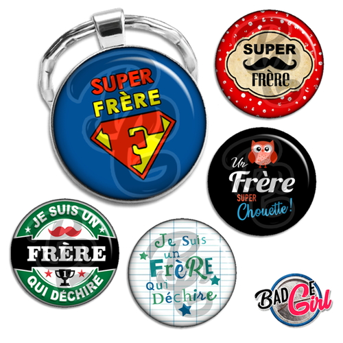 Pour mon frère - 45 images digitales numériques cabochon rond page de collage digital pour cabochons