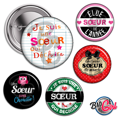 Pour ma soeur - 12 images digitales numériques badge 56mm page de collage digital pour cabochons
