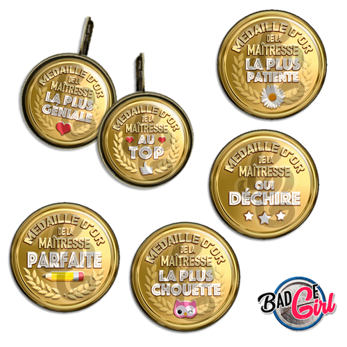 Médaille d'or maîtresse - 45 images pour cabochon rond - page de collage digital pour cabochons