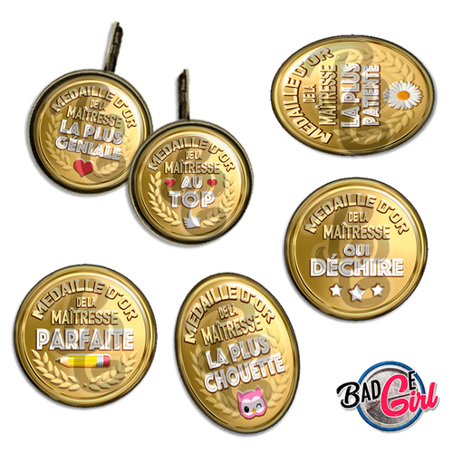 Médaille d'or maîtresse - 60 images pour cabochon rond et ovale - page de collage digital pour cabochons