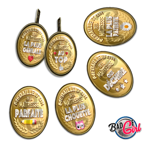 Médaille d'or maîtresse - 45 images pour cabochon ovale - page de collage digital pour cabochons
