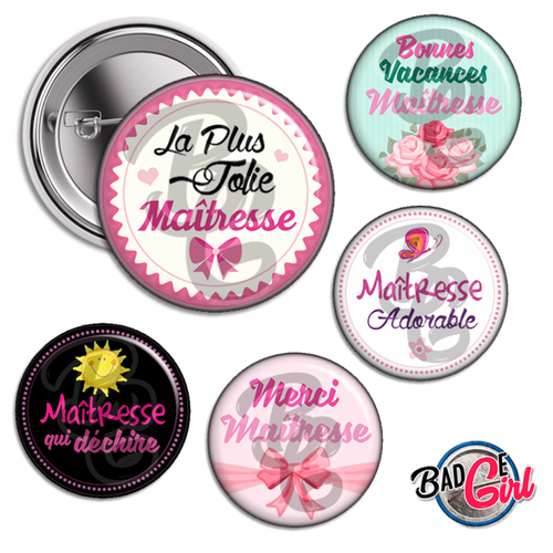 Maîtresse - 20 images digitales numériques badge 38mm page de collage digital pour cabochons