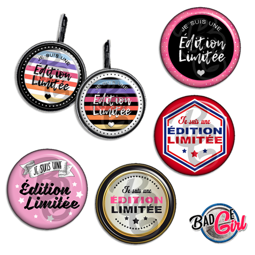 Je suis une édition limitée - 45 images pour cabochon rond - page de collage digital pour cabochons