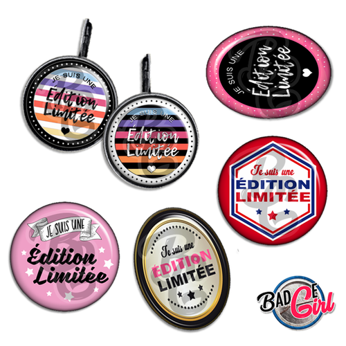 Je suis une édition limitée - 60 images pour cabochon rond et ovale - page de collage digital pour cabochons