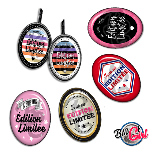 Je suis une édition limitée - 45 images pour cabochon ovale - page de collage digital pour cabochons