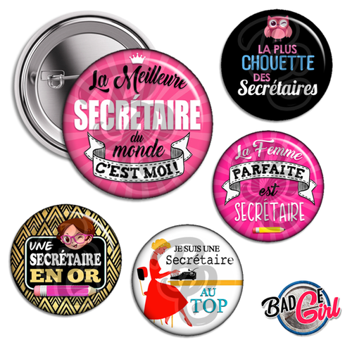 Secrétaire - 20 images digitales numériques badge 32mm - page de collage digital pour cabochons