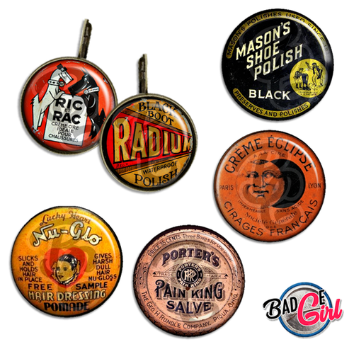 Petites boîtes - 45 images pour cabochon rond - page de collage digital pour cabochons