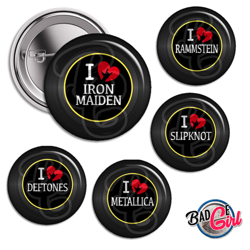I love metal - 12 images digitales numériques badge 56mm - page digitale pour cabochon et/ou badge
