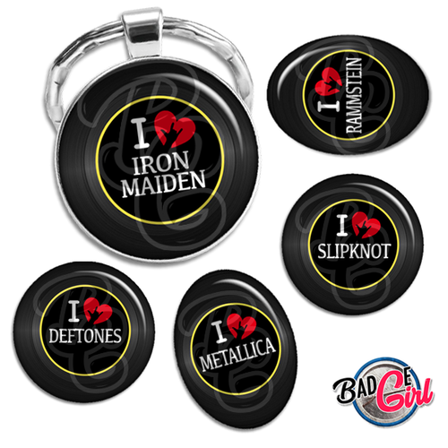 I love metal - 60 images pour cabochon rond et ovale - page digitale pour cabochon et/ou badge