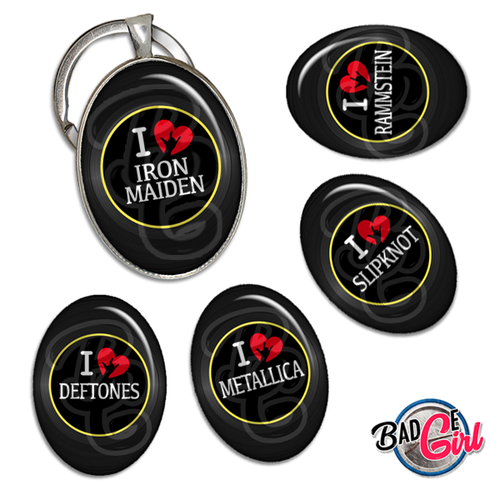 I love metal - 45 images pour cabochon ovale - page digitale pour cabochon et/ou badge