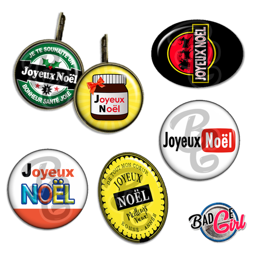 Joyeux noël détournement - 60 images pour cabochon rond et ovale - page digitale pour cabochon et/ou badge