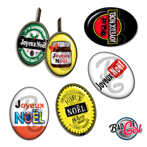 Joyeux noël détournement - 45 images pour cabochon ovale - page digitale pour cabochon et/ou badge