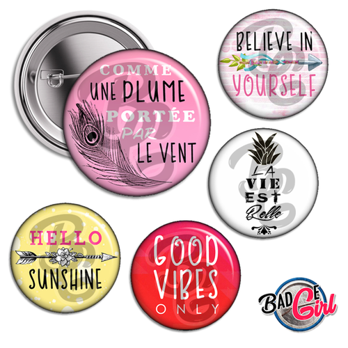 Good vibes - 20 images digitales numériques badge 25mm - page digitale pour cabochon et/ou badge