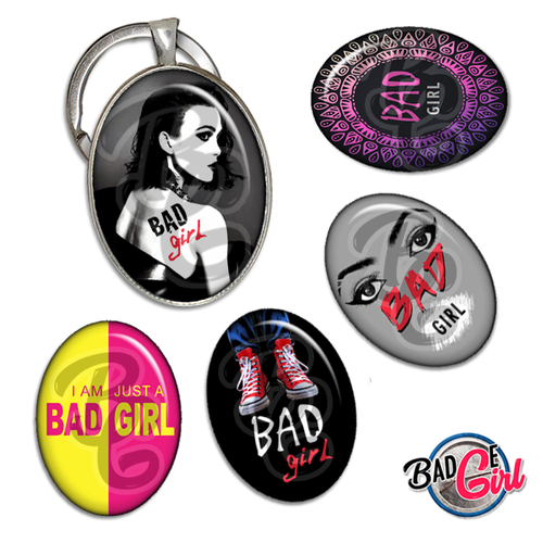 Bad girl - 45 images pour cabochon ovale - page digitale pour cabochon et/ou badge